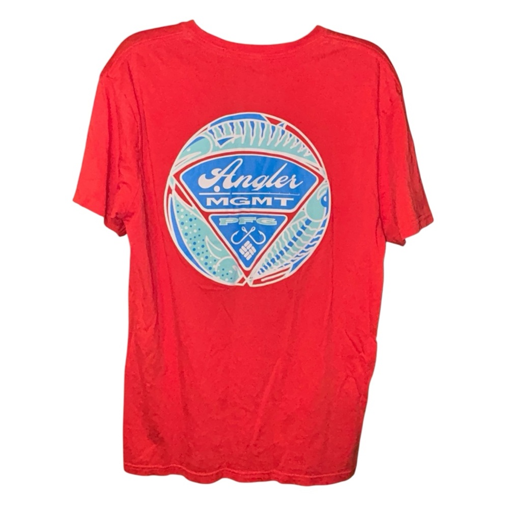 Columbia PFG Angler Management Red Graphic Tee Shirt Mens Large Fishing Outdoor